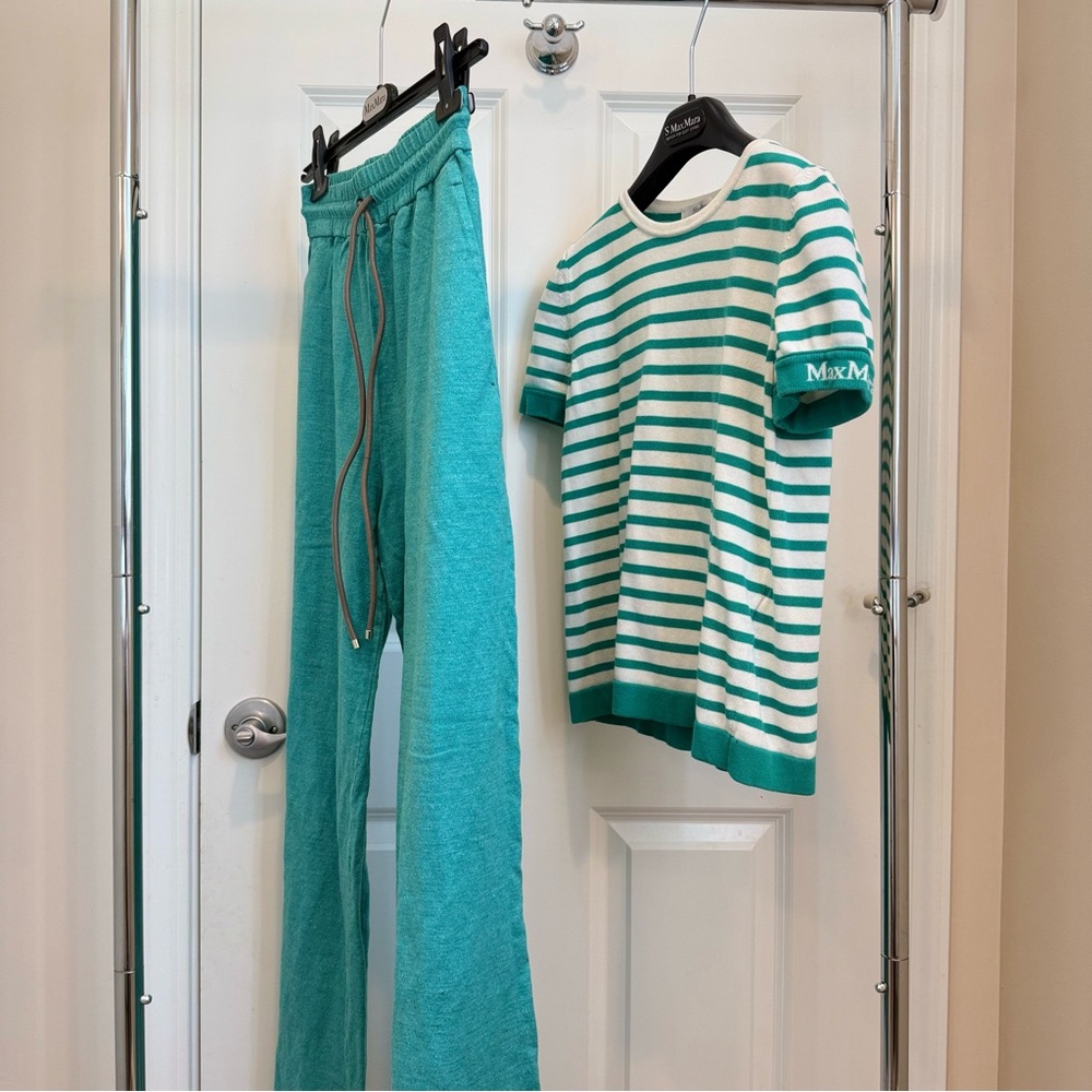 Max Mara Knit Short-Sleeves Top & Matching Pants Sz: Xs US2/4 Spring/Summer